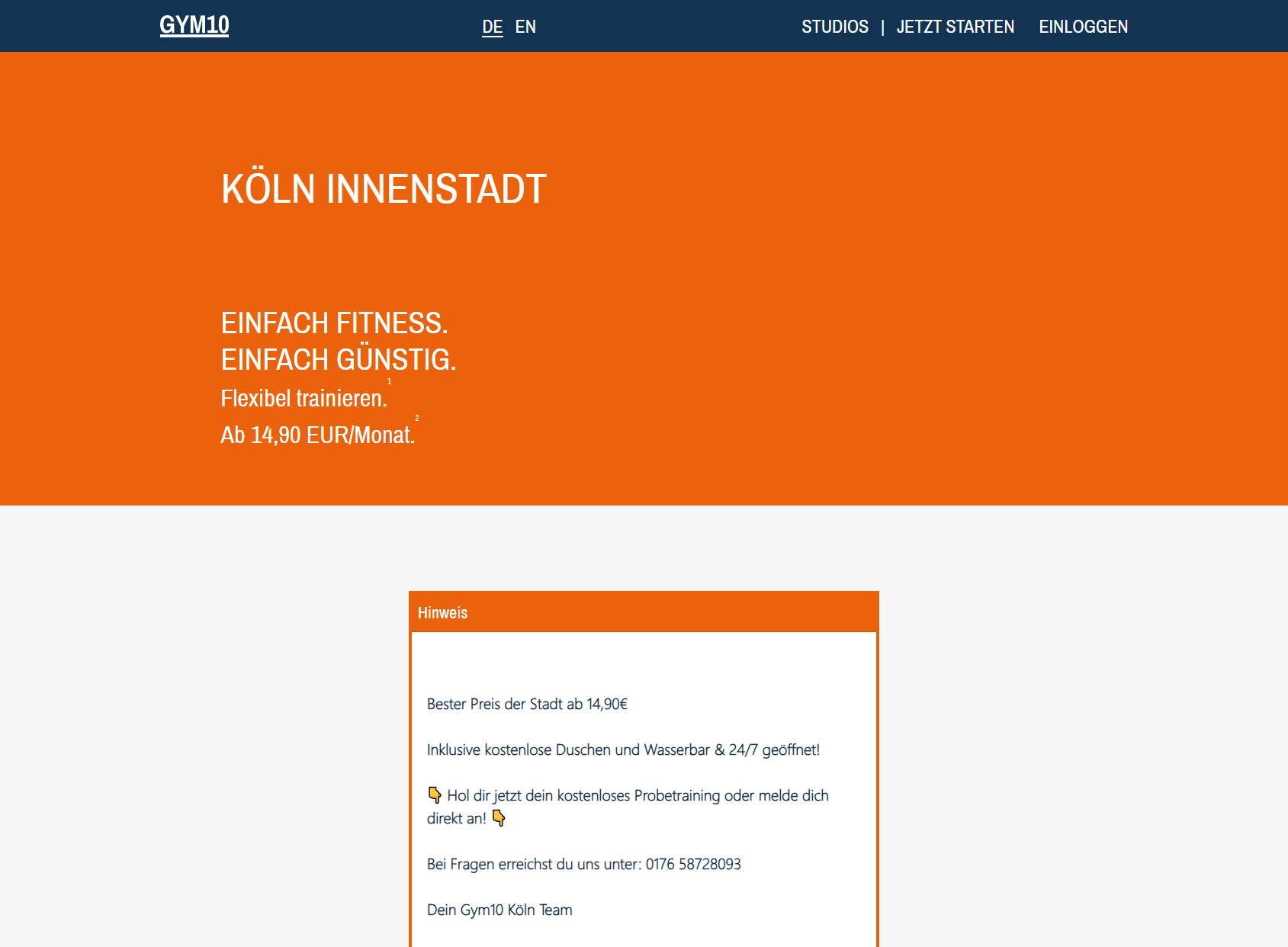 GYM10 Fitness Köln Innenstadt - Fitness ab 14,90 EUR/Monat