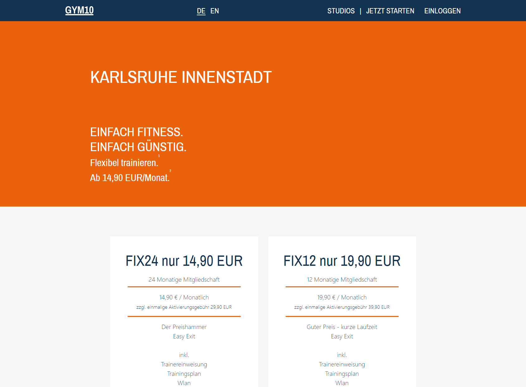 GYM10 Karlsruhe Innenstadt - Fitness ab 14,90 EUR/Monat