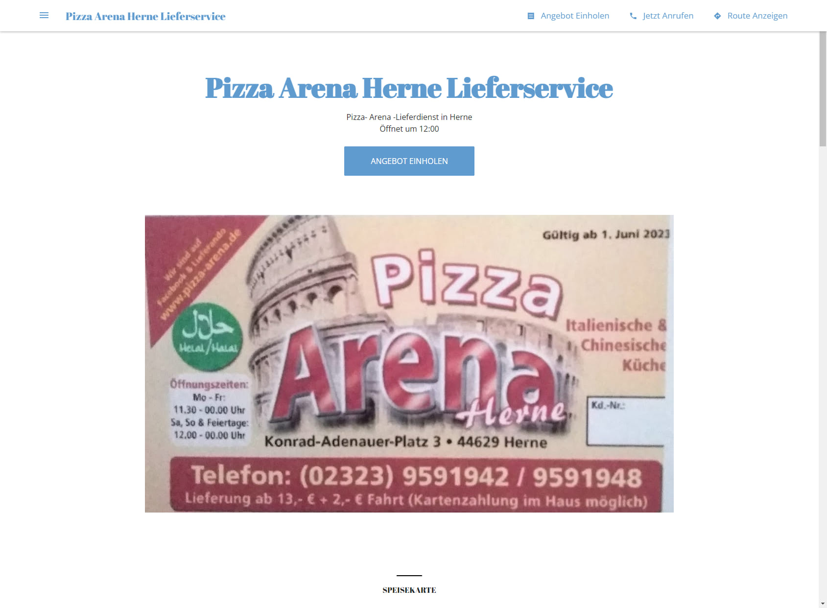 Pizza Arena Herne Lieferservice