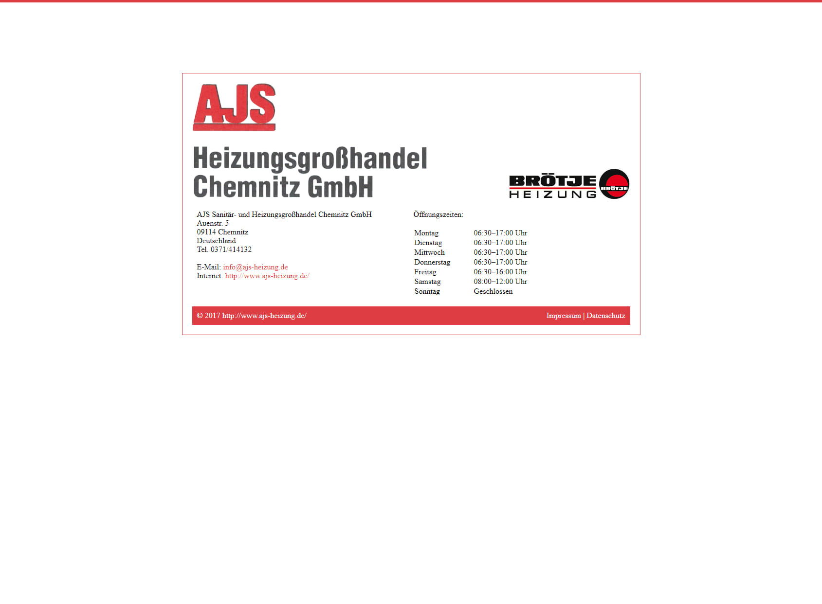 AJS Heizungsgroßhandel Chemnitz GmbH, Heizung u. Sanitär