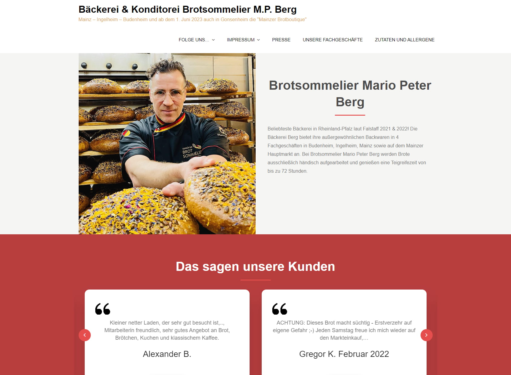 Bäckerei & Konditorei Bäckermeister & Brotsommelier Mario P. Berg