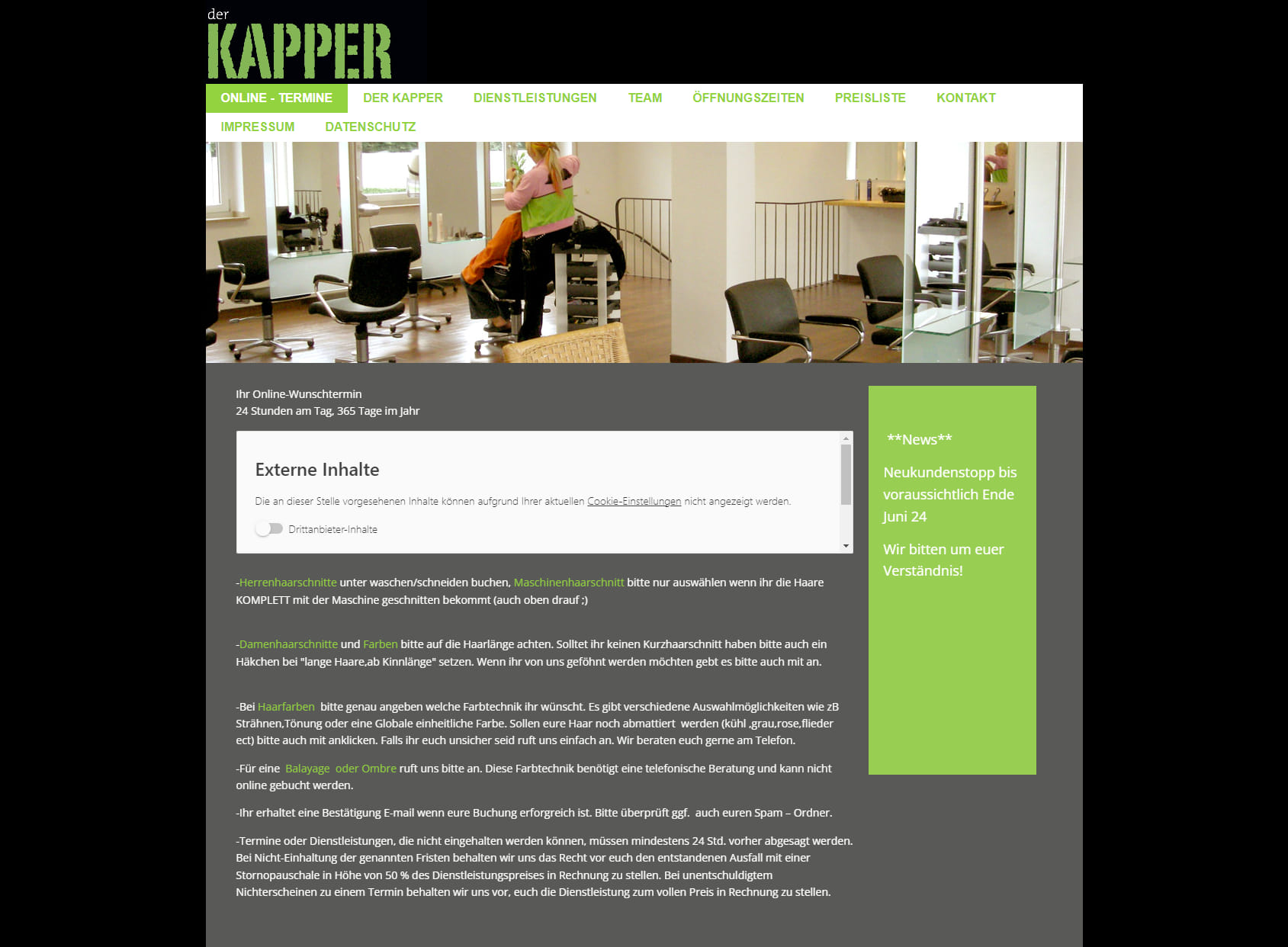 The hair salon Kapper
