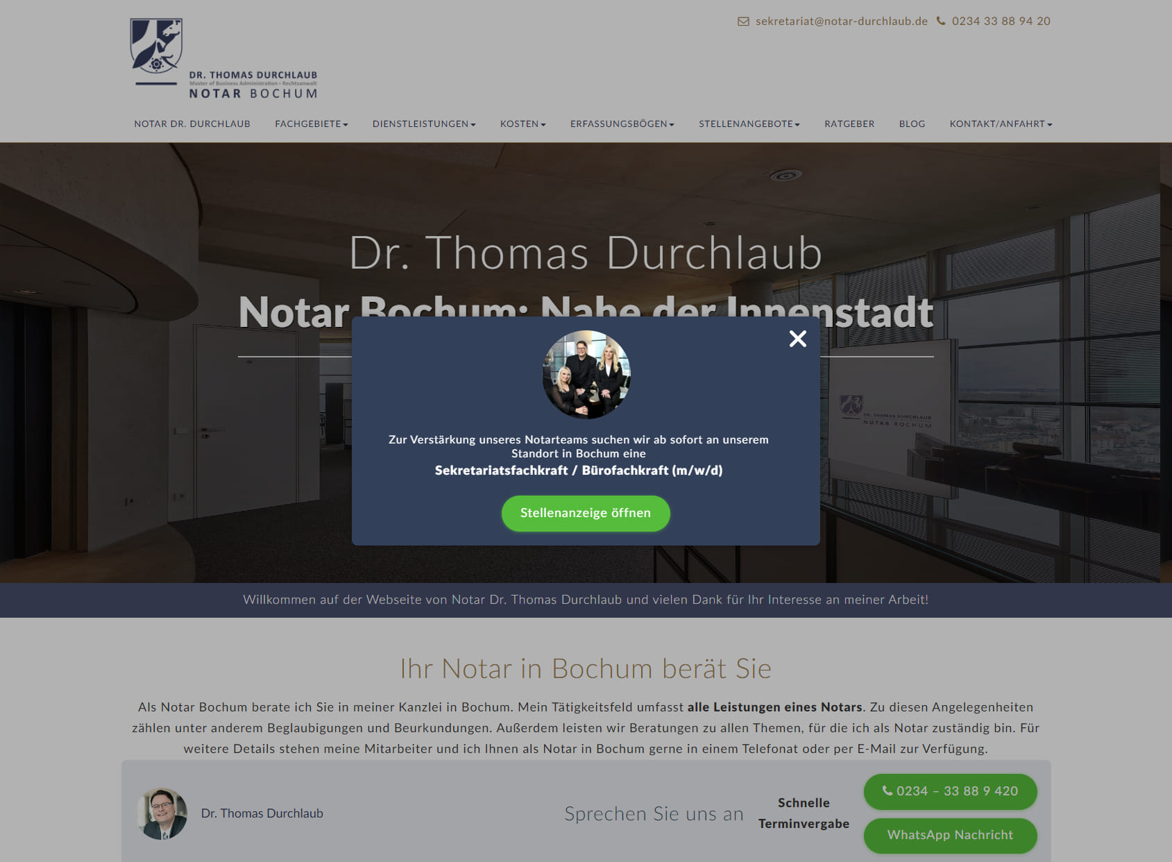 RA und Notar Bochum Dr. Thomas Durchlaub, MBA