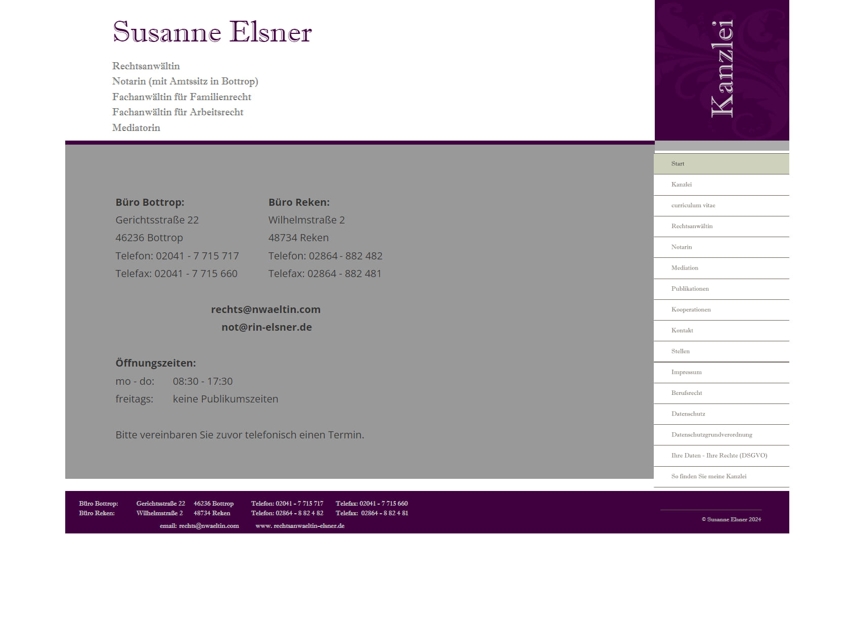 Susanne Elsner, Rechtsanwältin und Notarin, Fachanwältin für Familien- und Arbeitsrecht, Mediatorin