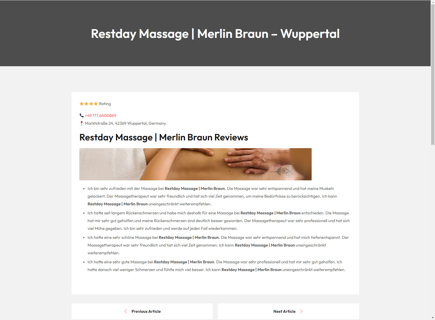 Restday Massage | Merlin Braun
