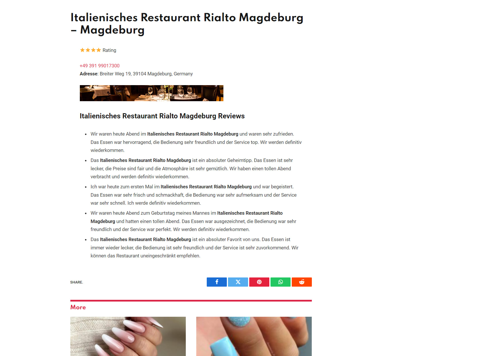 Italienisches Restaurant Rialto Magdeburg