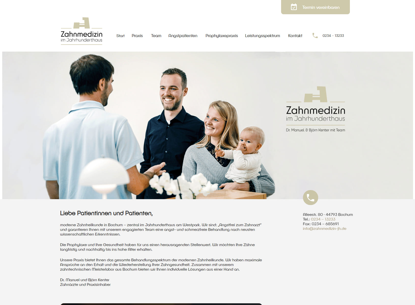 Zahnmedizin im Jahrhunderthaus - Dr. Manuel und Björn Kenter - Zahnarzt Bochum